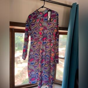 3x Brand New “So Obsessed” Printed Long Sleeve MIDI Dress